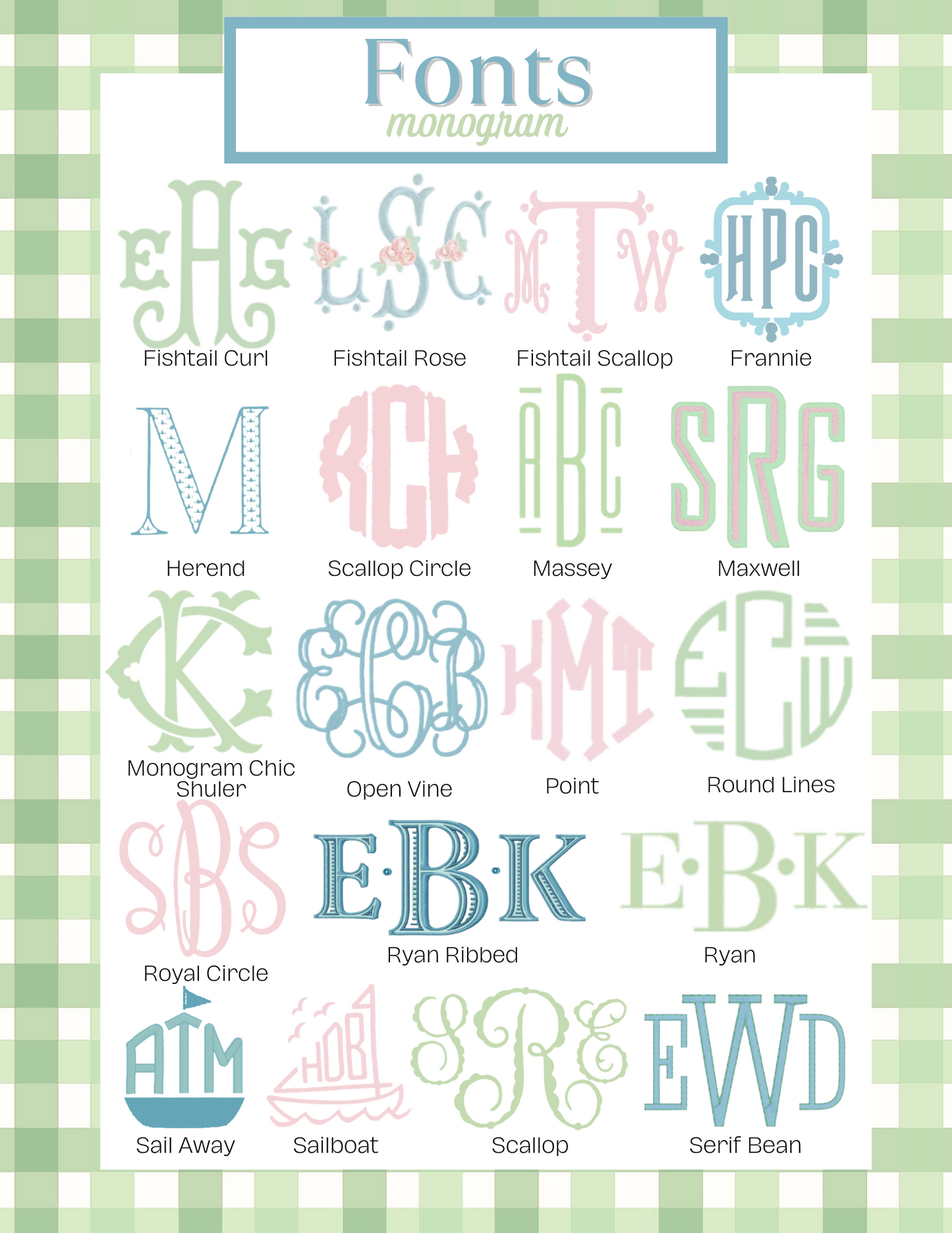 Embroidery Monograms (F-S)