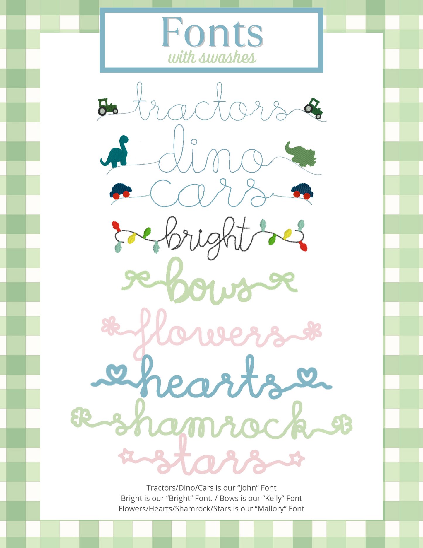 Embroidery Fonts with Swashes