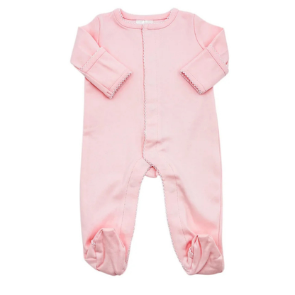 Pink long sleeve Picot Sleeper with white trim detail