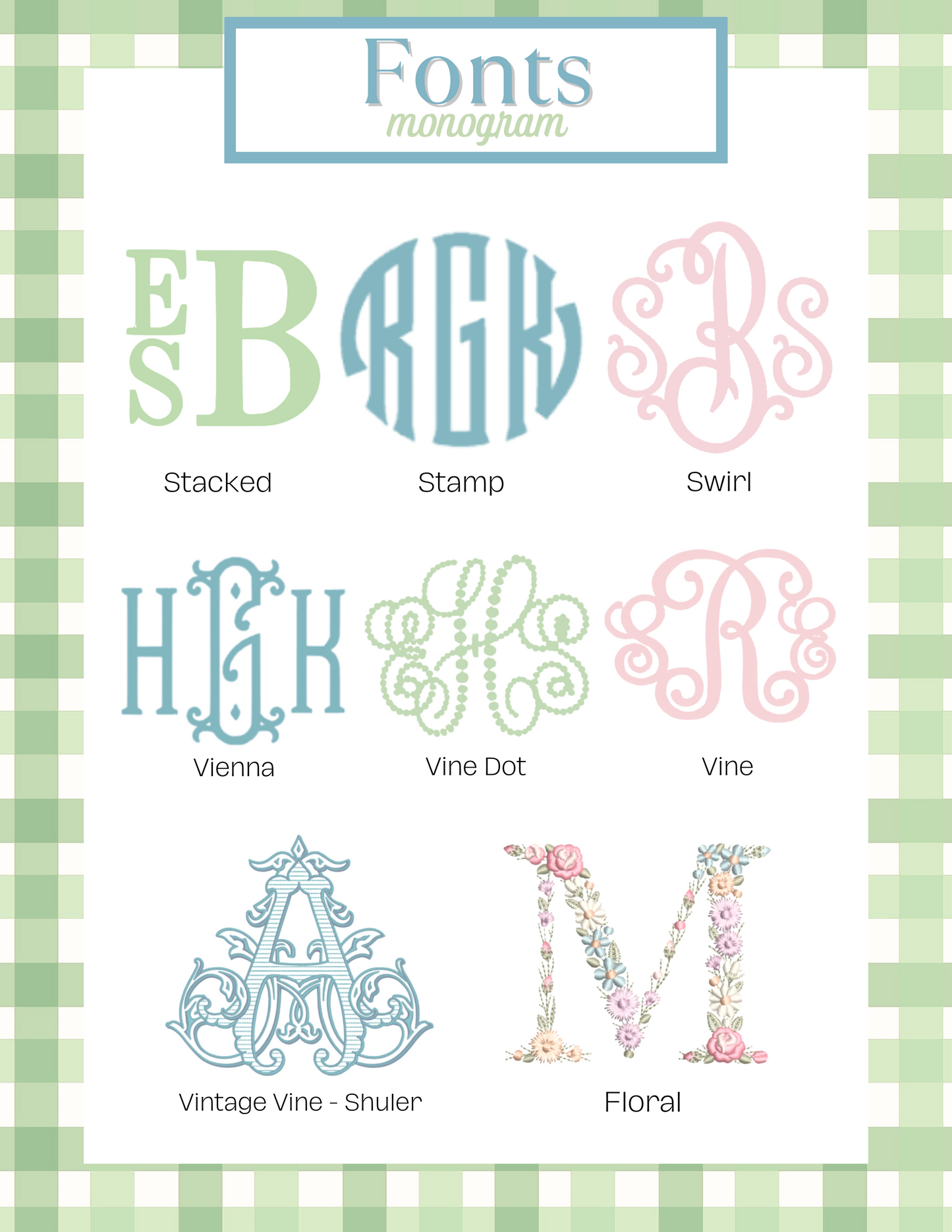 Embroidery Monograms (S-Z & Multicolor)