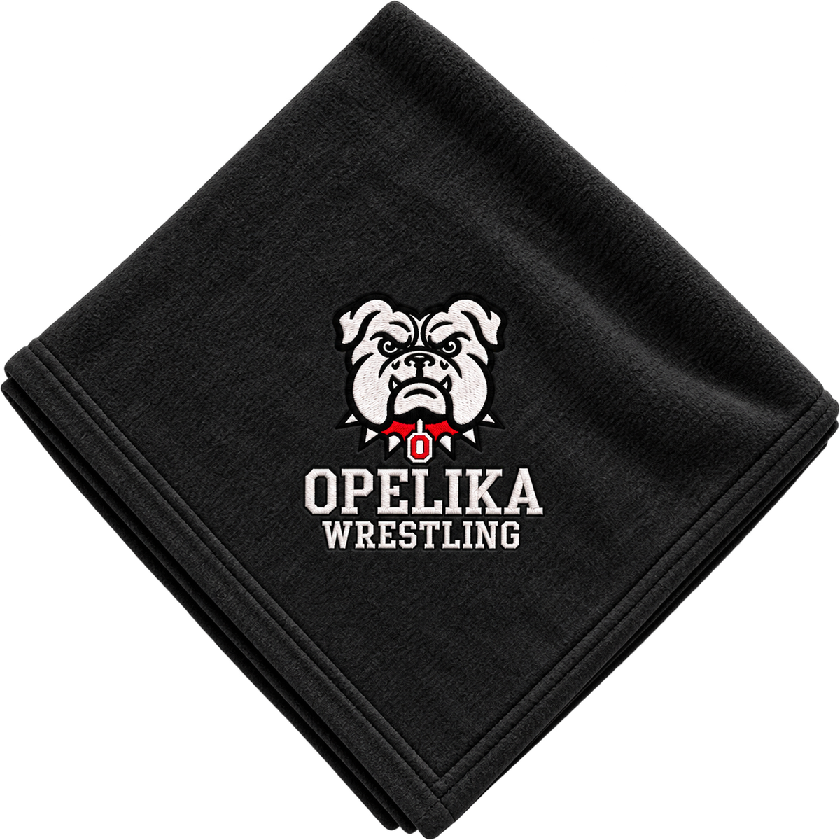 Black Bulldog Blanket with embroidered Opelika Wrestling logo
