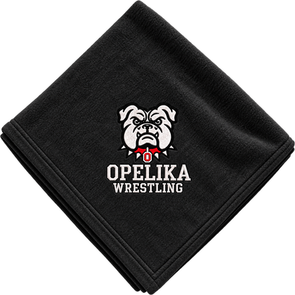 Black Bulldog Blanket with embroidered Opelika Wrestling logo