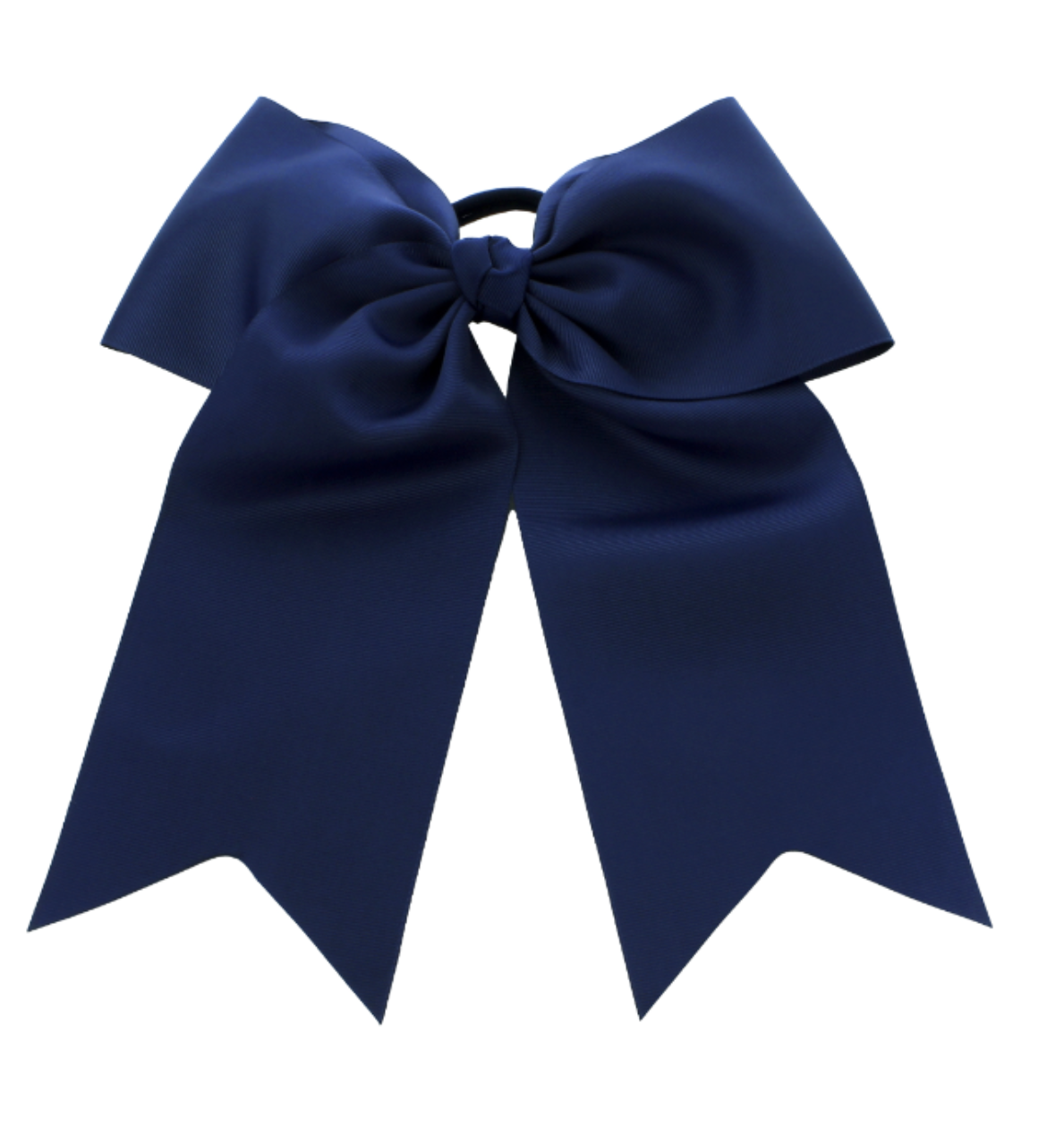 Navy blue hair bow on a white background