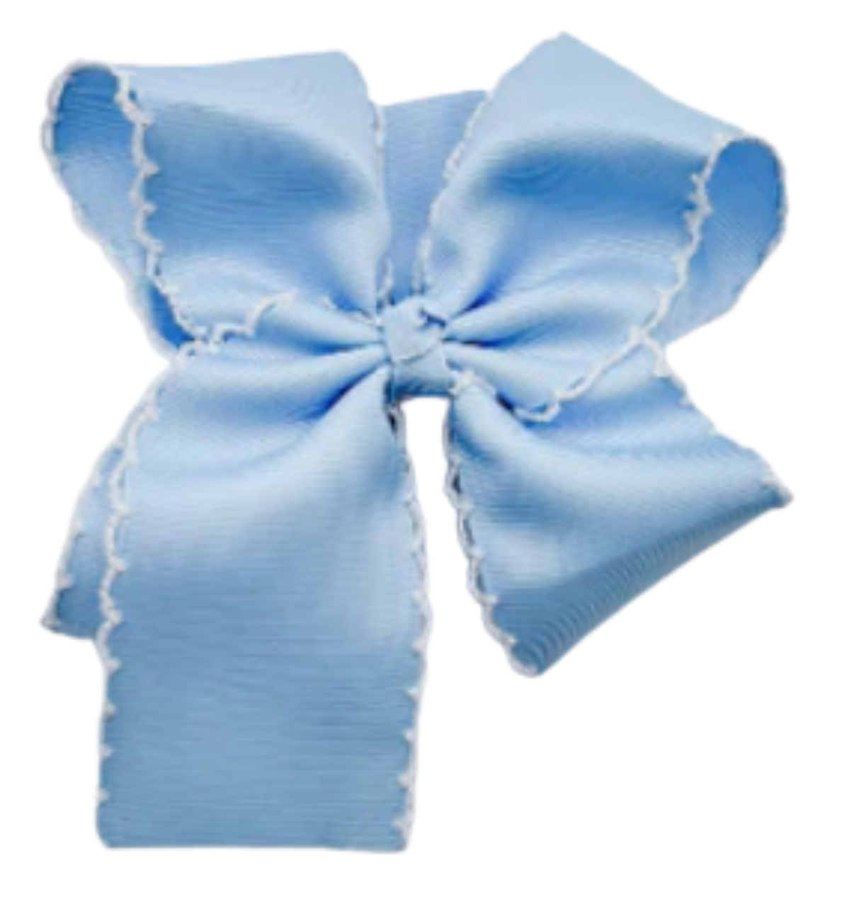 Light blue bow with white trim on a white background