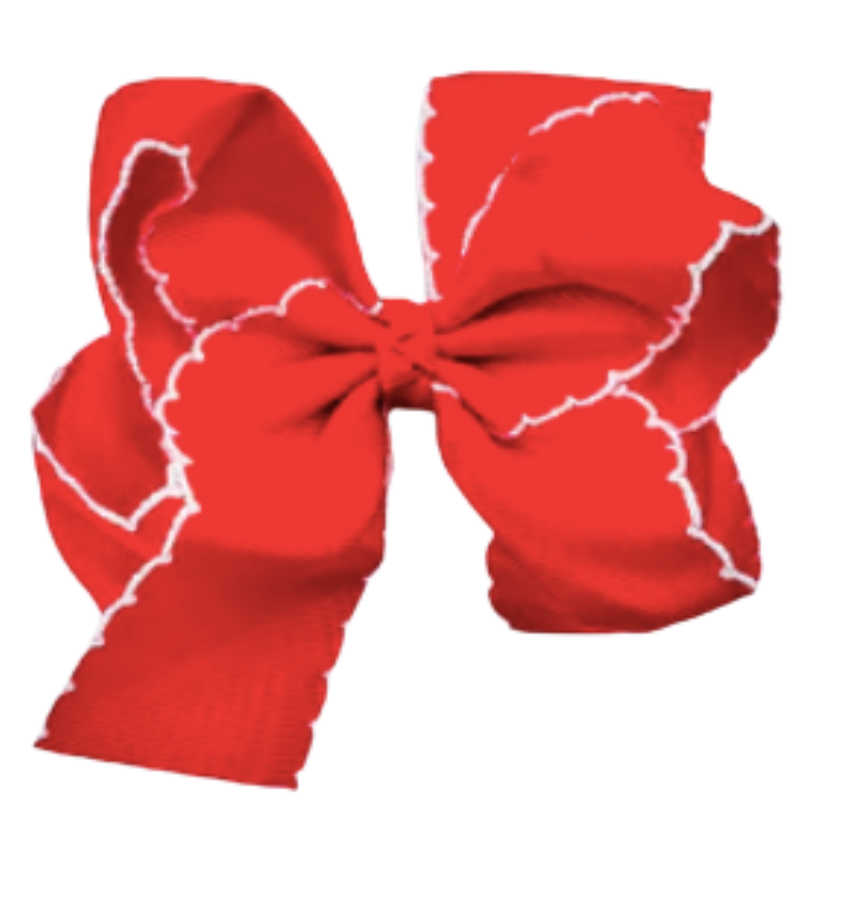 Red hair bow with white outline on a white background