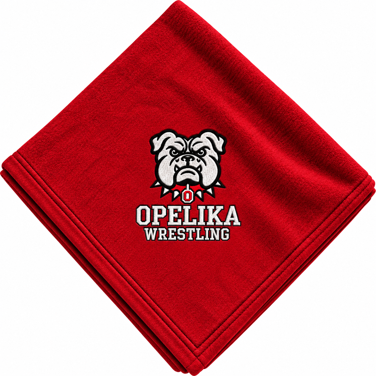 Red Bulldog Blanket with Opelika Wrestling logo