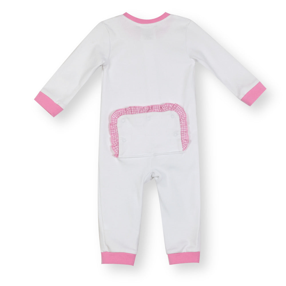 Ruffle Gingham Drop-Flap Unionsuit