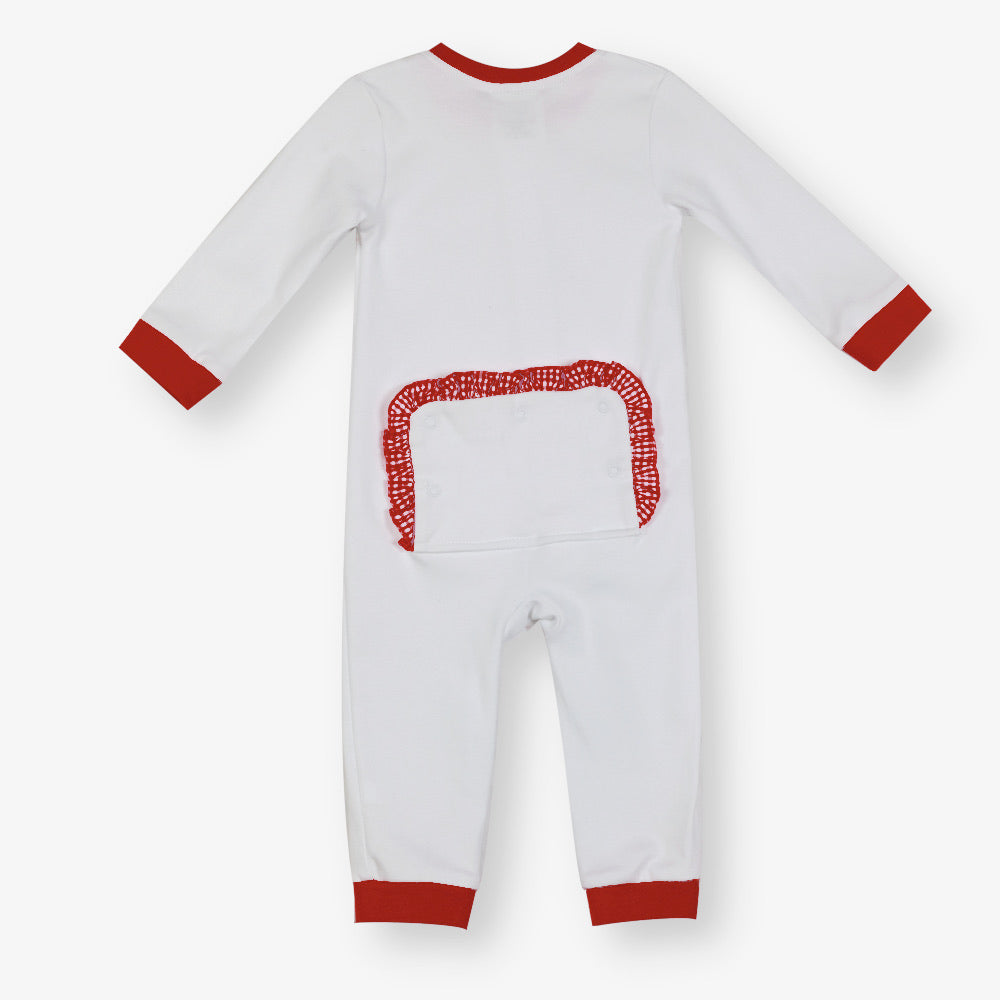 Ruffle Gingham Drop-Flap Unionsuit